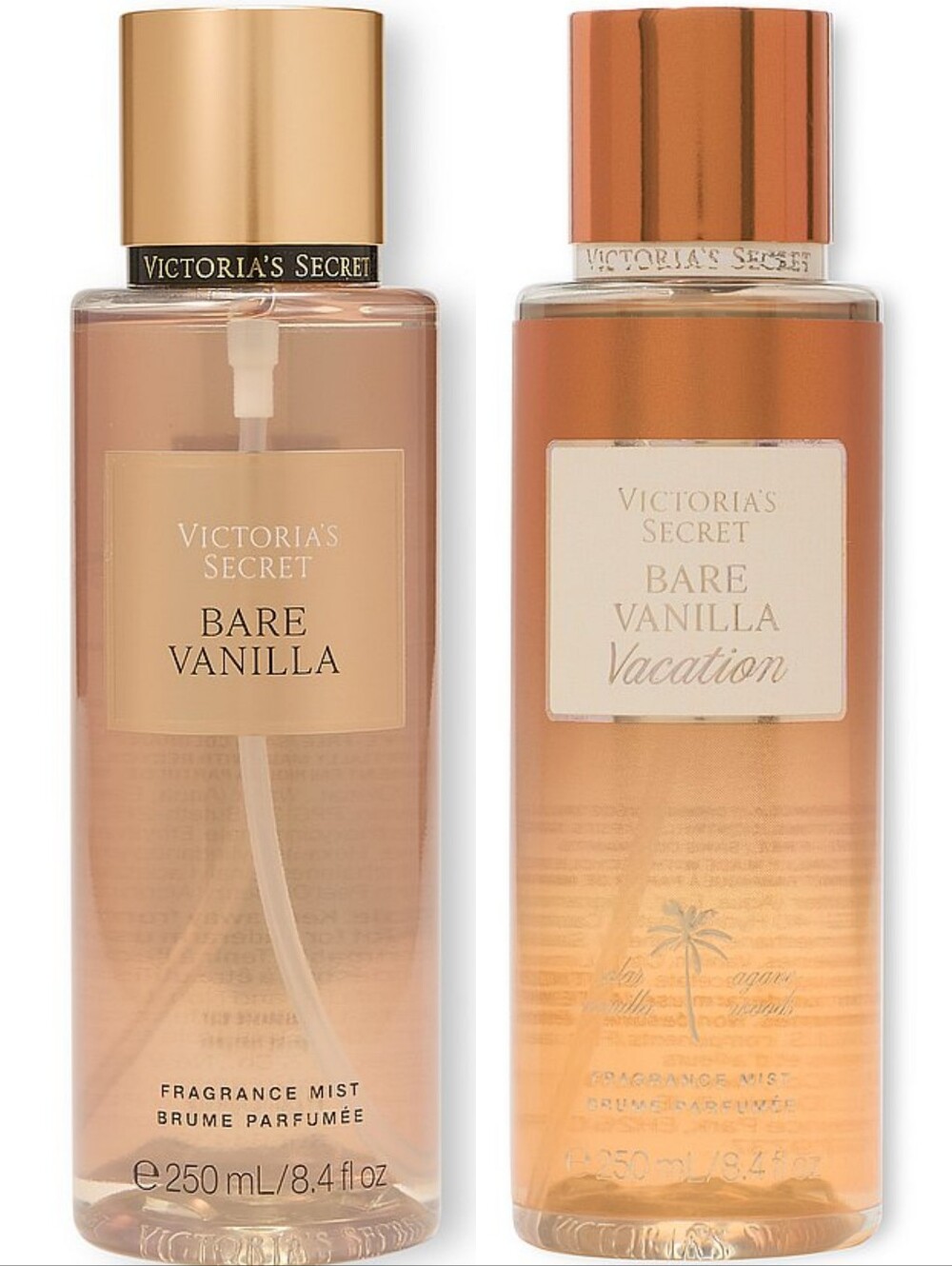Victoria's Secret Bare Vanilla & Bare Vanilla Vacation Fragrance Body Mist Set